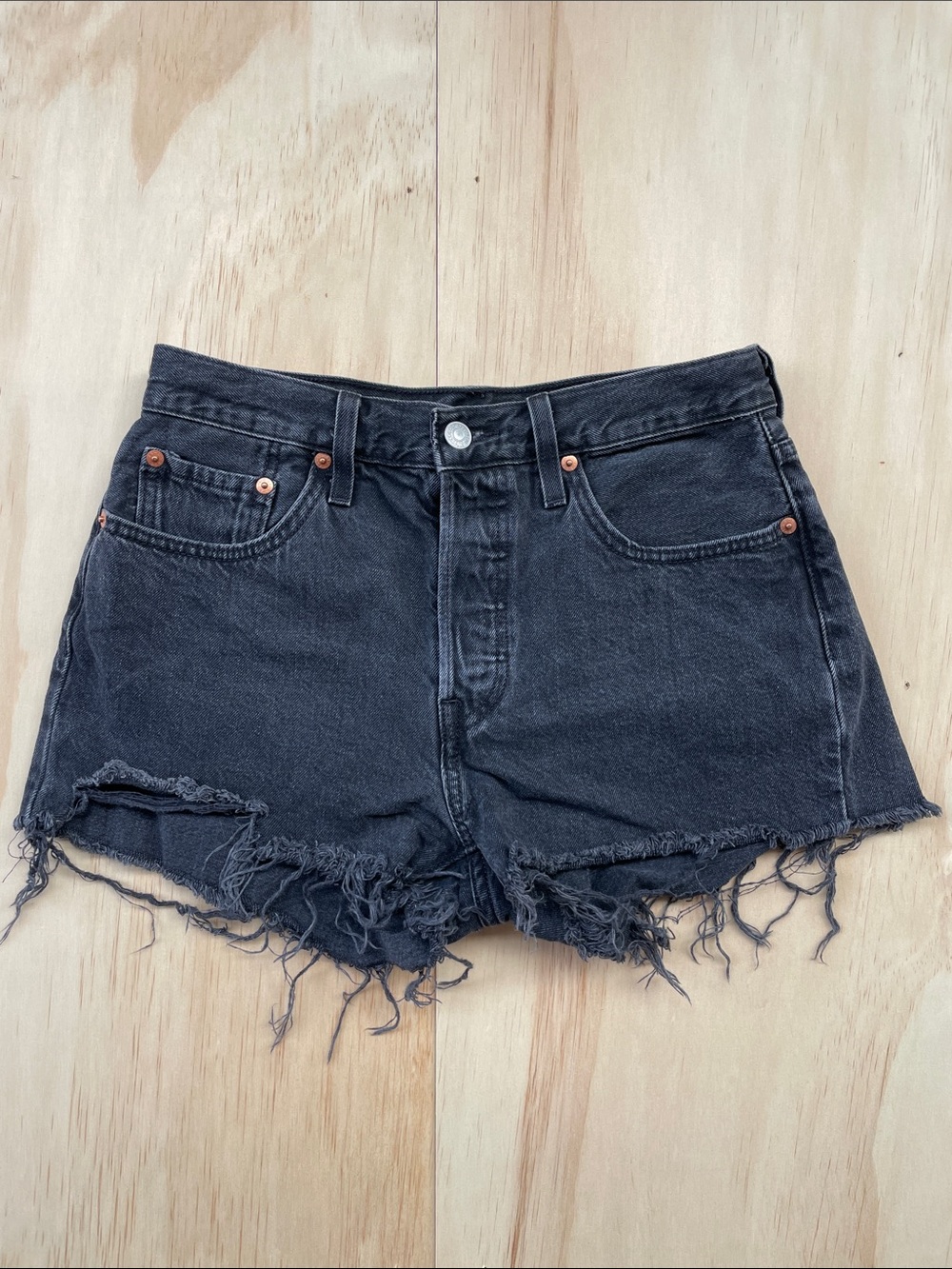 Levi’s 501 Women’s 28 (6/8) High-Rise Black Denim Cutoff Shorts